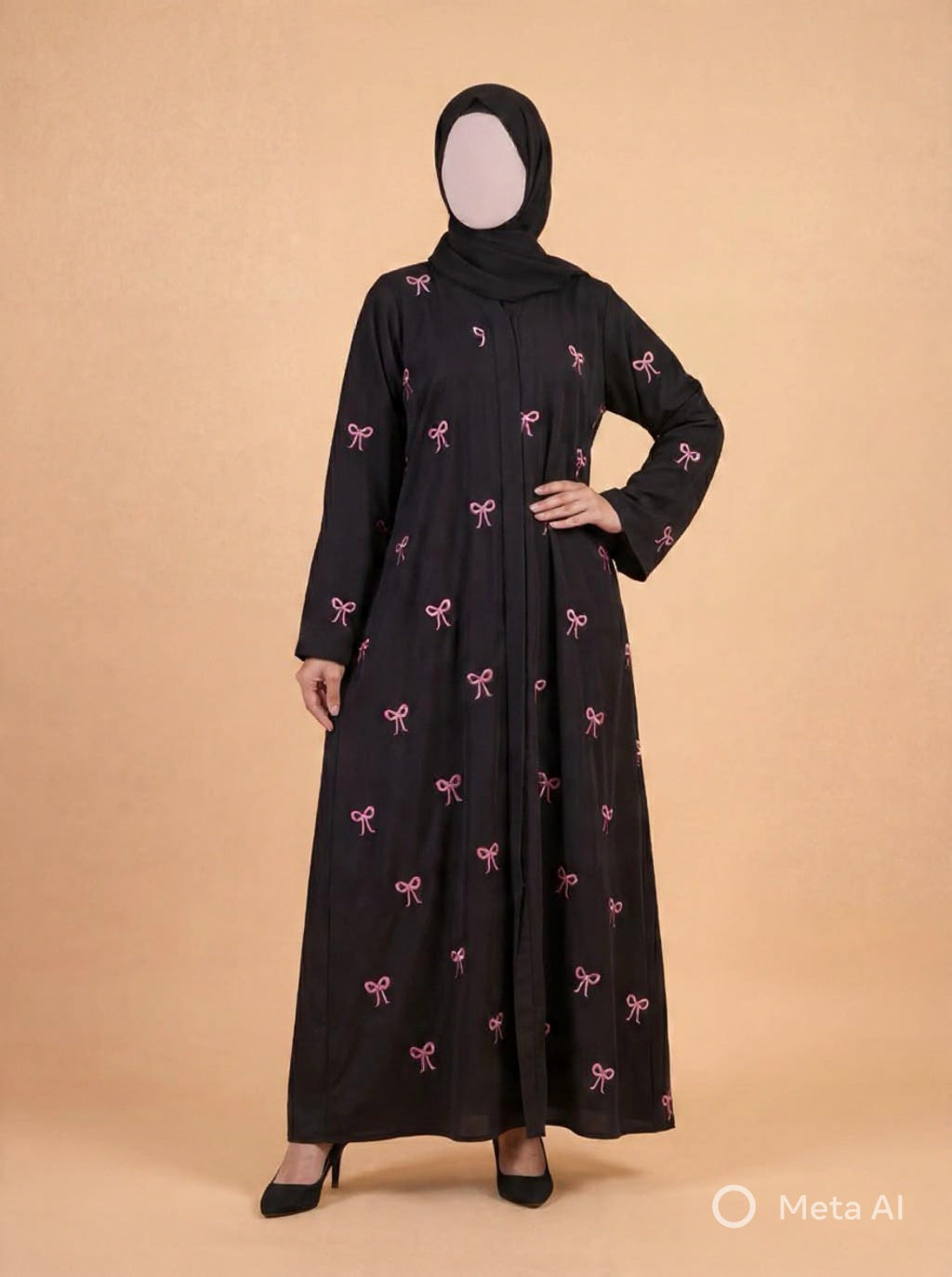 Trendy Bow Embroidery Abaya🌸