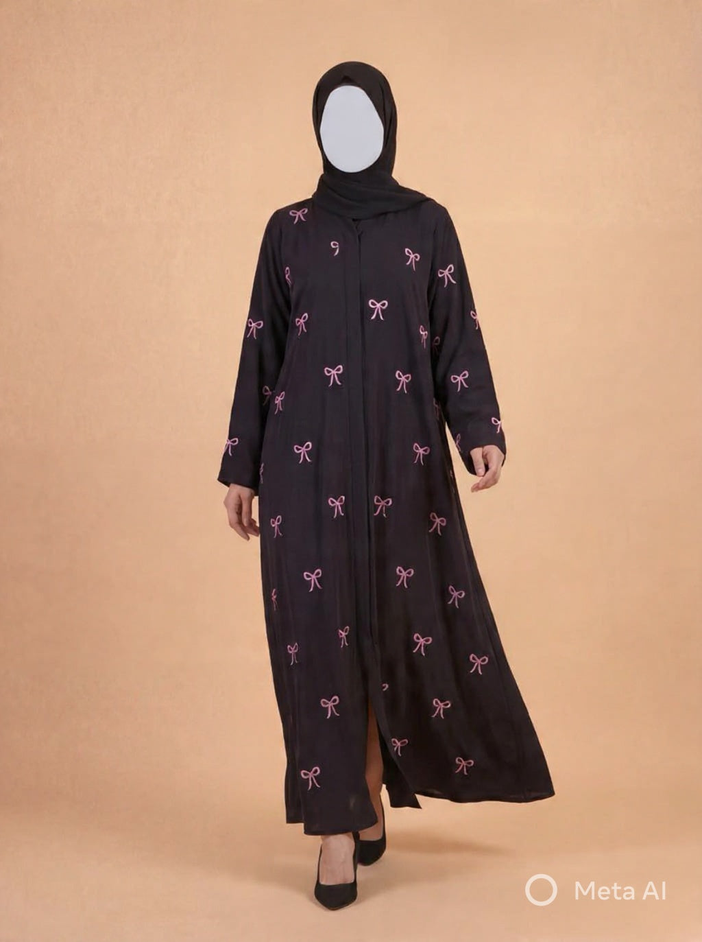 Trendy Bow Embroidery Abaya🌸