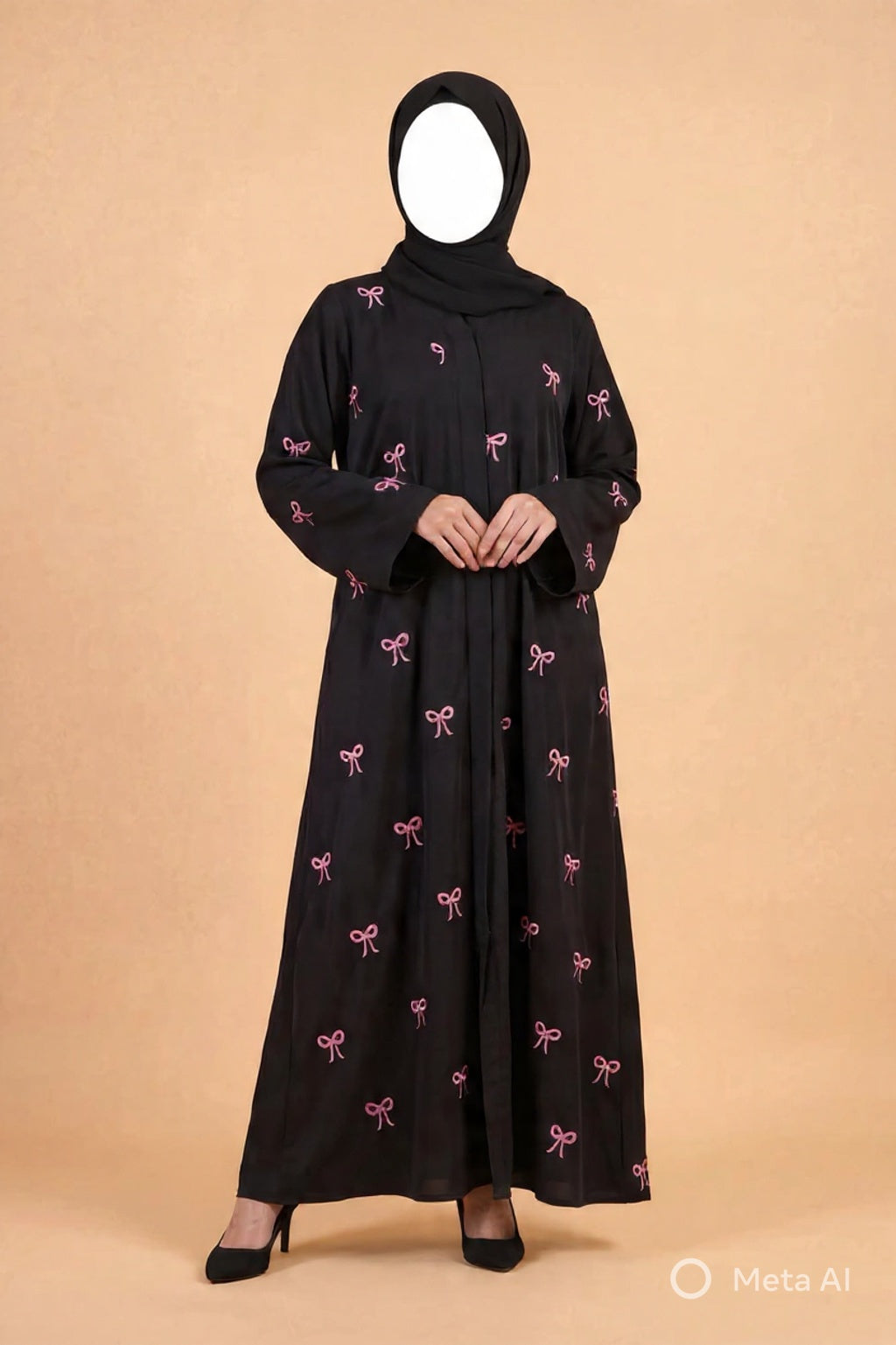 Trendy Bow Embroidery Abaya🌸